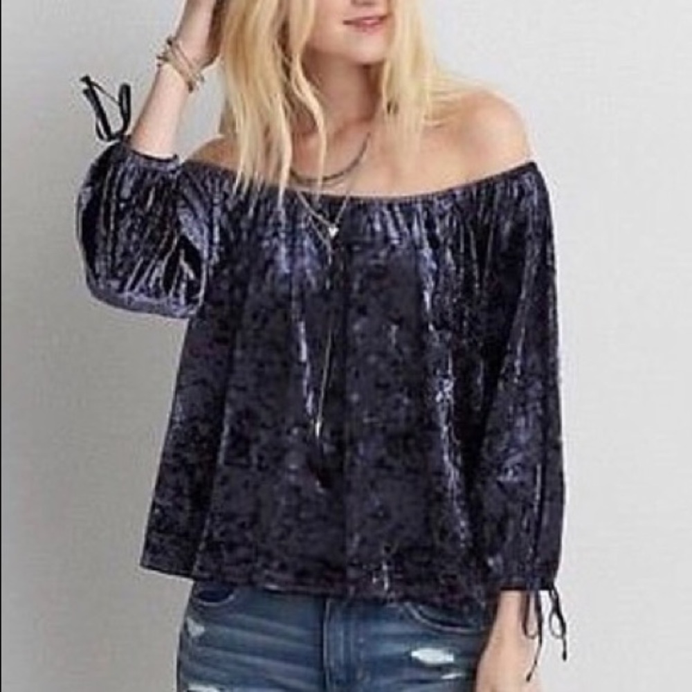 Crushed Velvet off-shoulder blouse